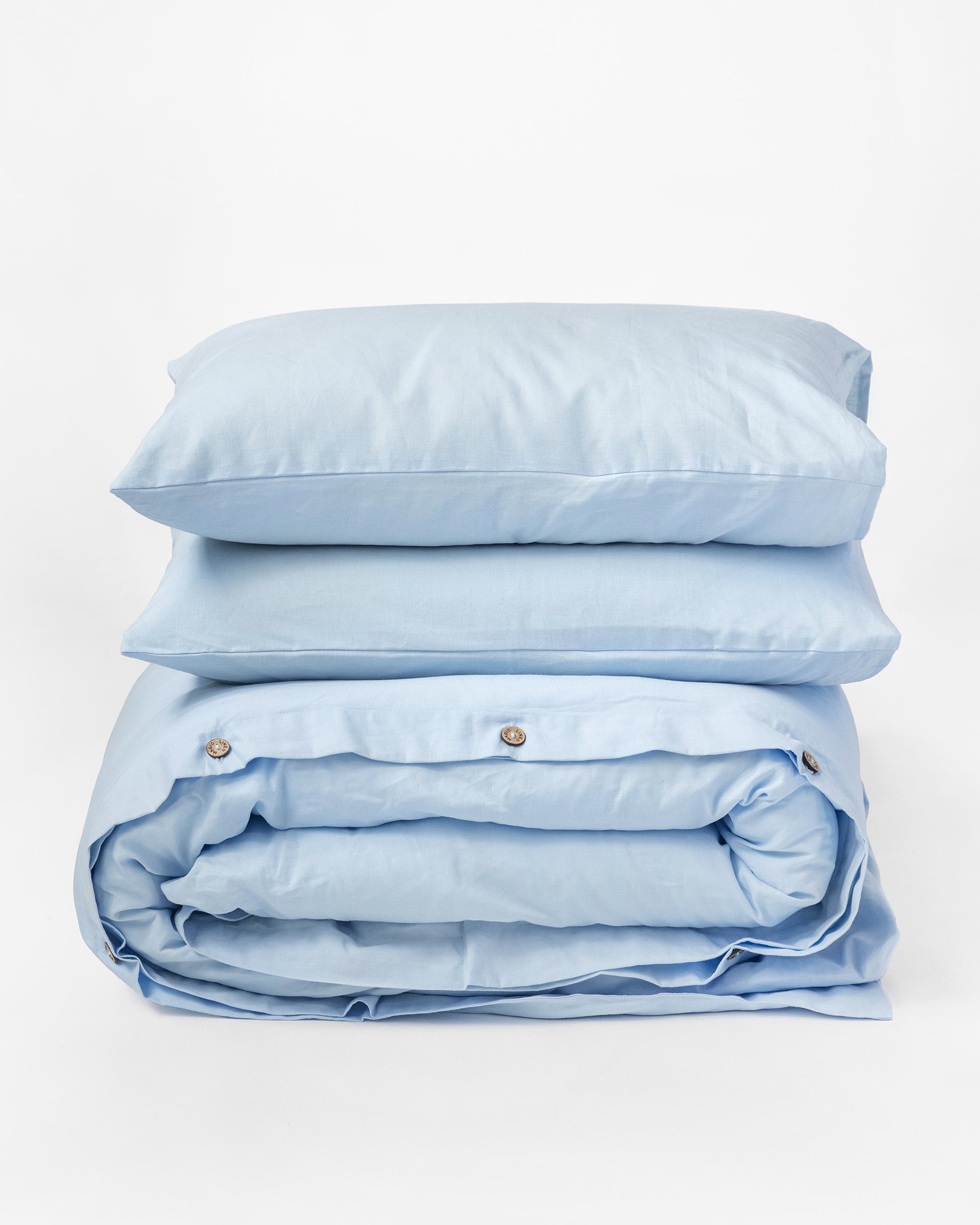 Sky blue linen-cotton duvet cover set (3 pcs) - MagicLinen