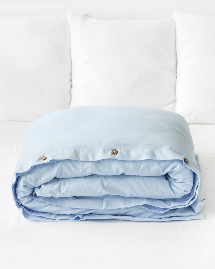 Sky blue linen-cotton duvet cover - MagicLinen