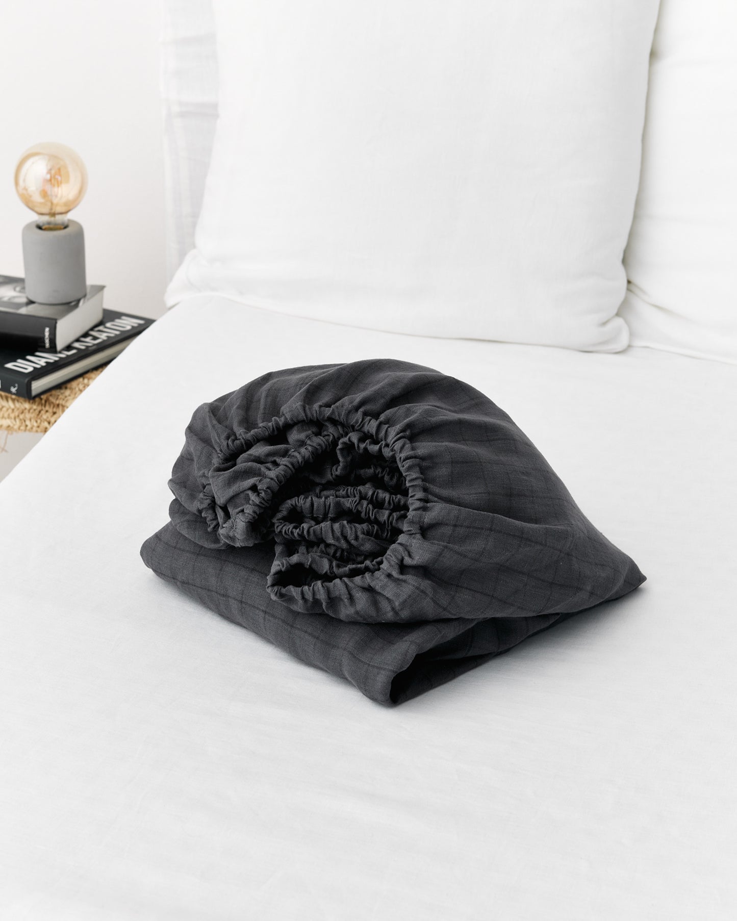 Mokkafarbenes Leinen-Spannbettlaken