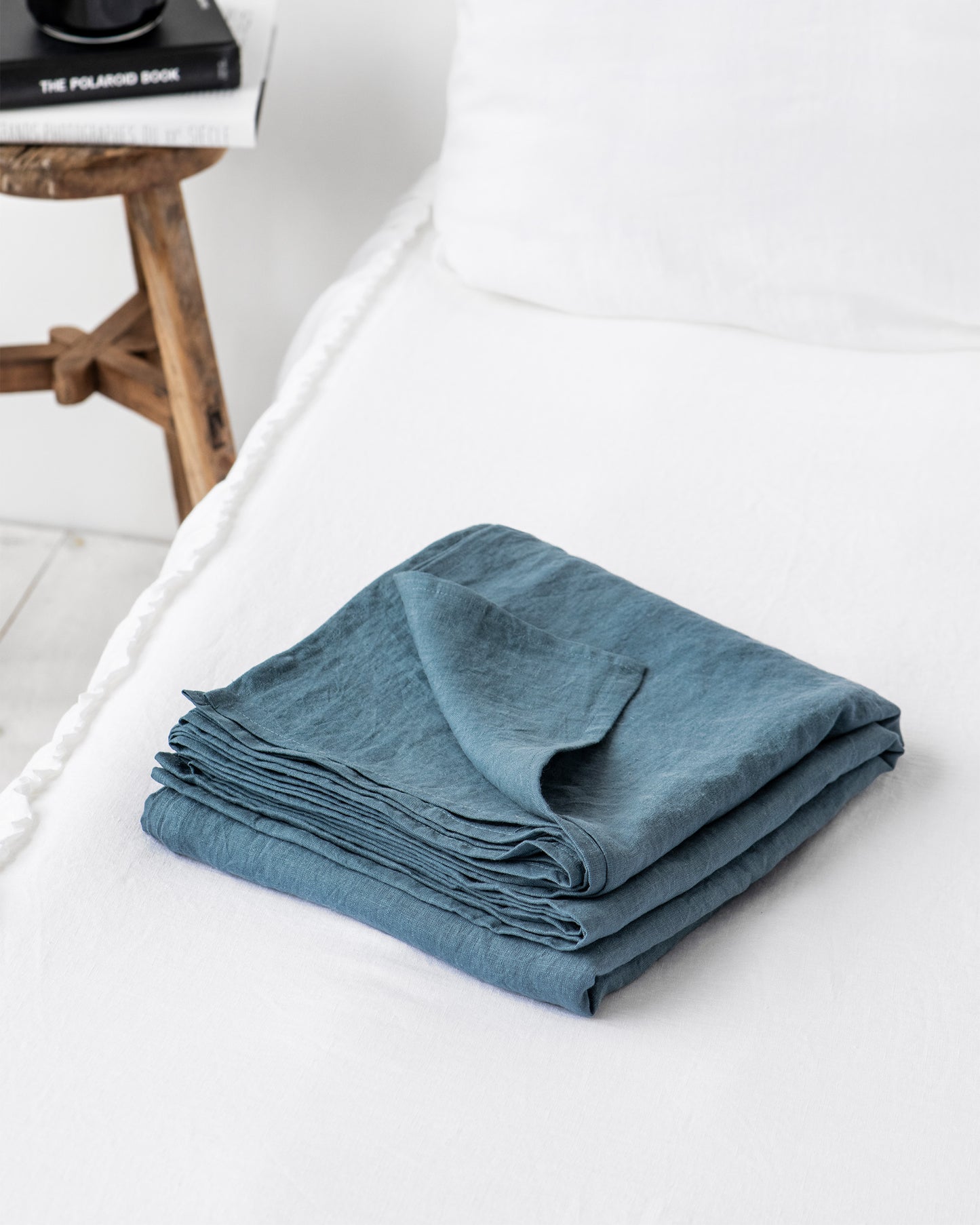 Gray blue linen sheet set (4 pcs)