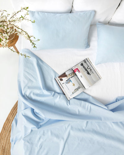 Sky blue linen-cotton flat sheet | MagicLinen