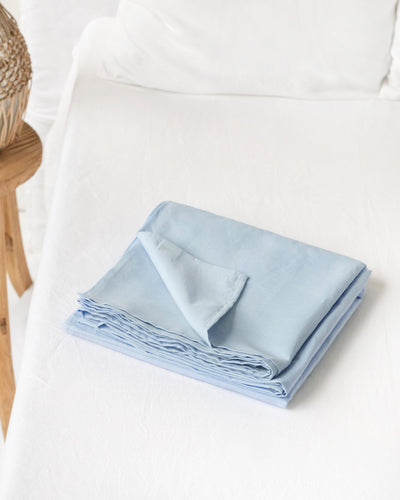 Sky blue linen-cotton flat sheet - MagicLinen