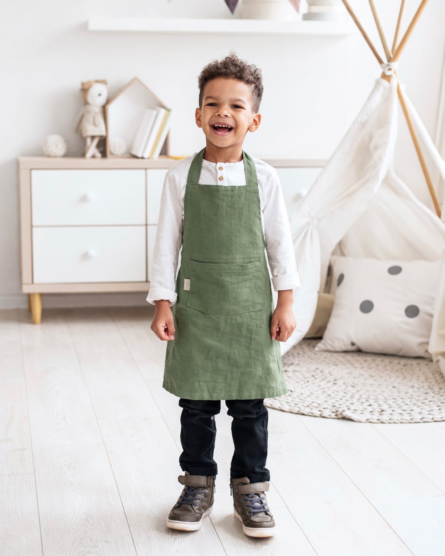 Leinenschürze für Kinder in Woodrose