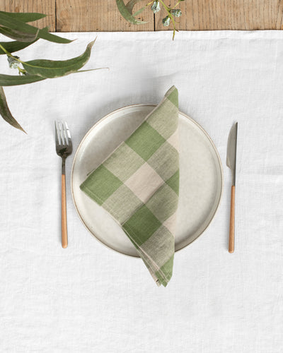 Forest green gingham linen napkin set | MagicLinen