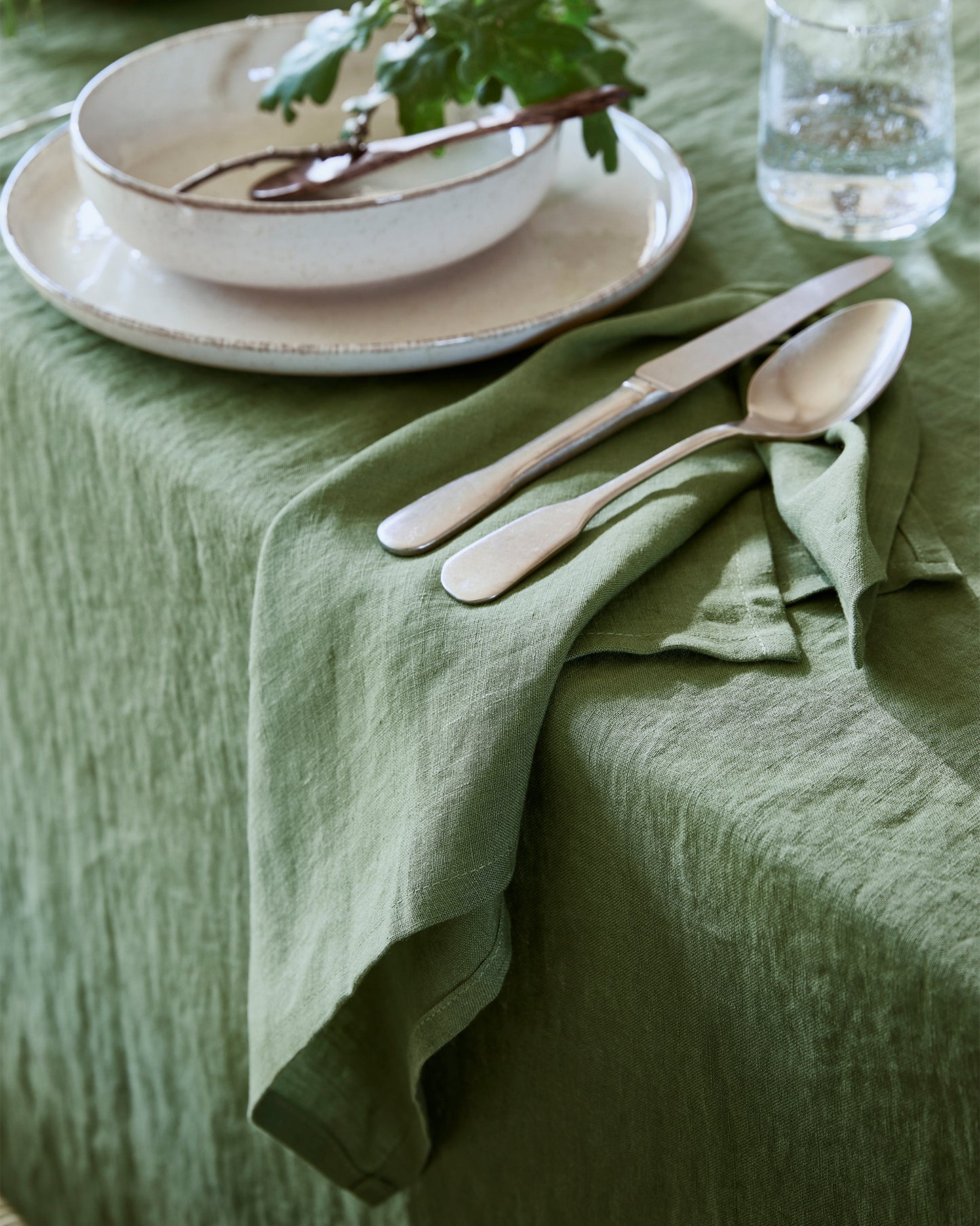 Forest green linen napkin set of 2
