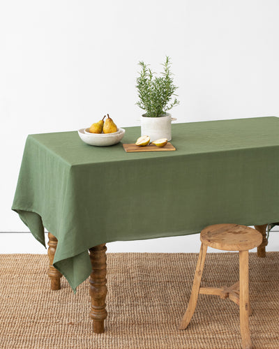 Forest green linen tablecloth | MagicLinen