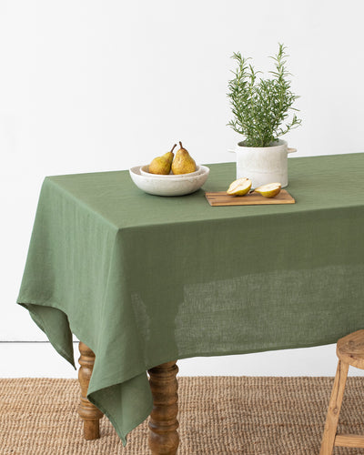 Forest green linen tablecloth - MagicLinen