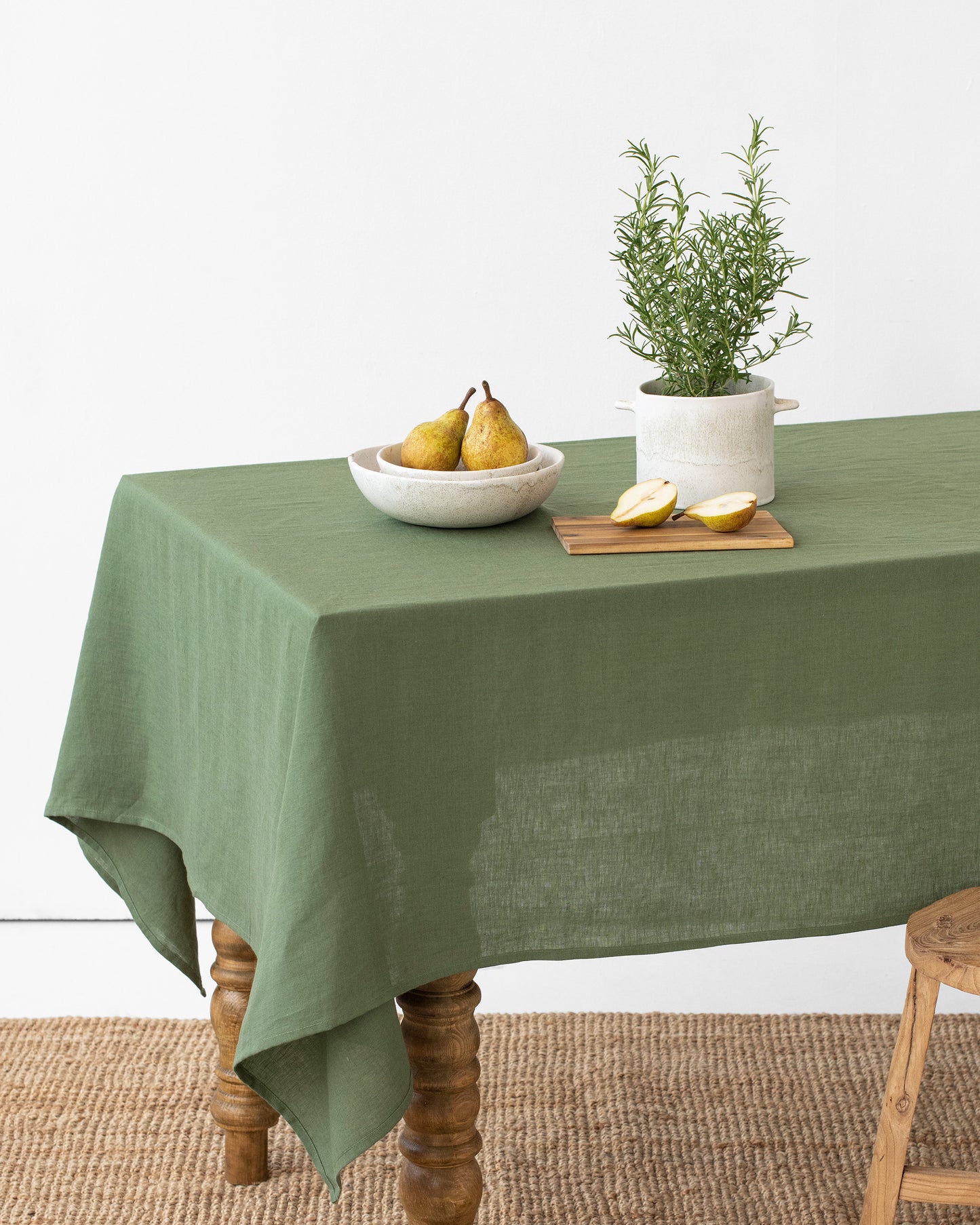 Custom size Forest green linen tablecloth - MagicLinen