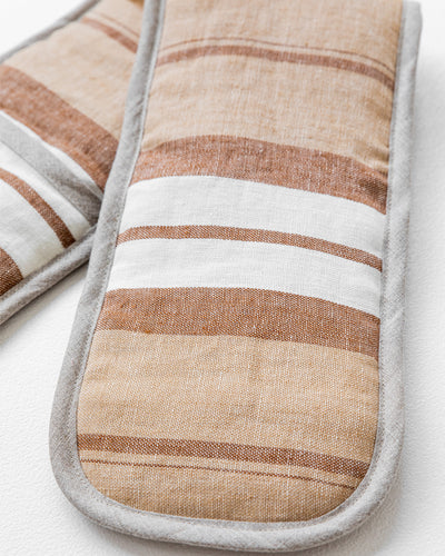 Double oven mitt (1 pcs) in French stripe - MagicLinen