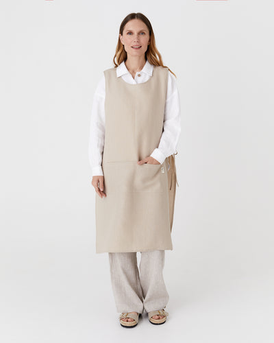 Gardening linen apron in Natural - MagicLinen