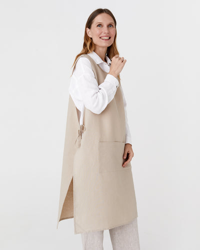 Gardening linen apron in Natural - MagicLinen