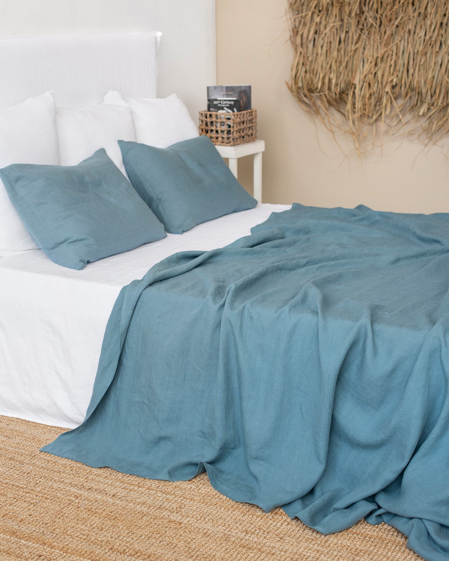 Gray blue linen sheet set (4 pcs)