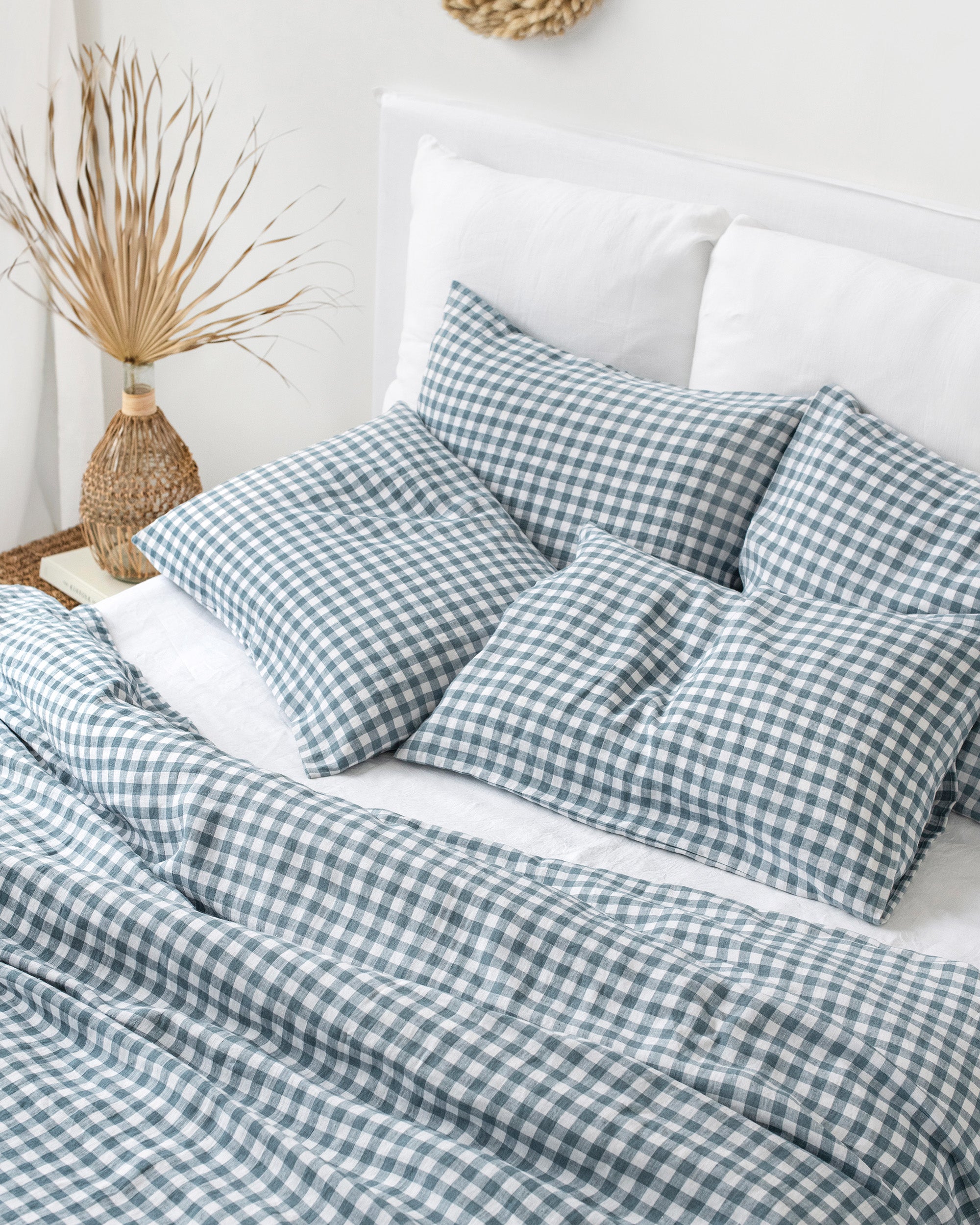 Navy gingham pillow best sale