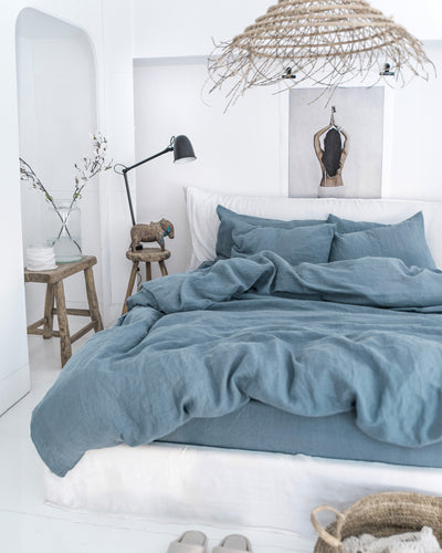 Gray blue linen duvet cover - MagicLinen