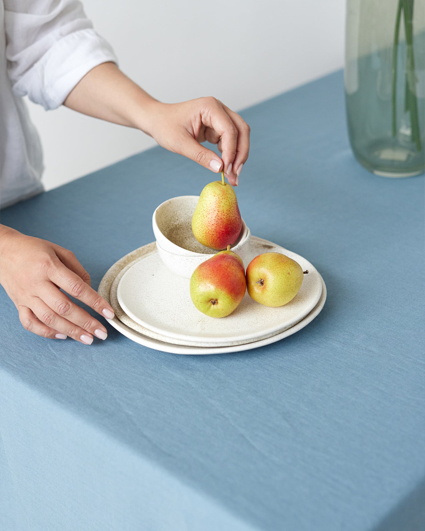 Gray Blue Linen tablecloth