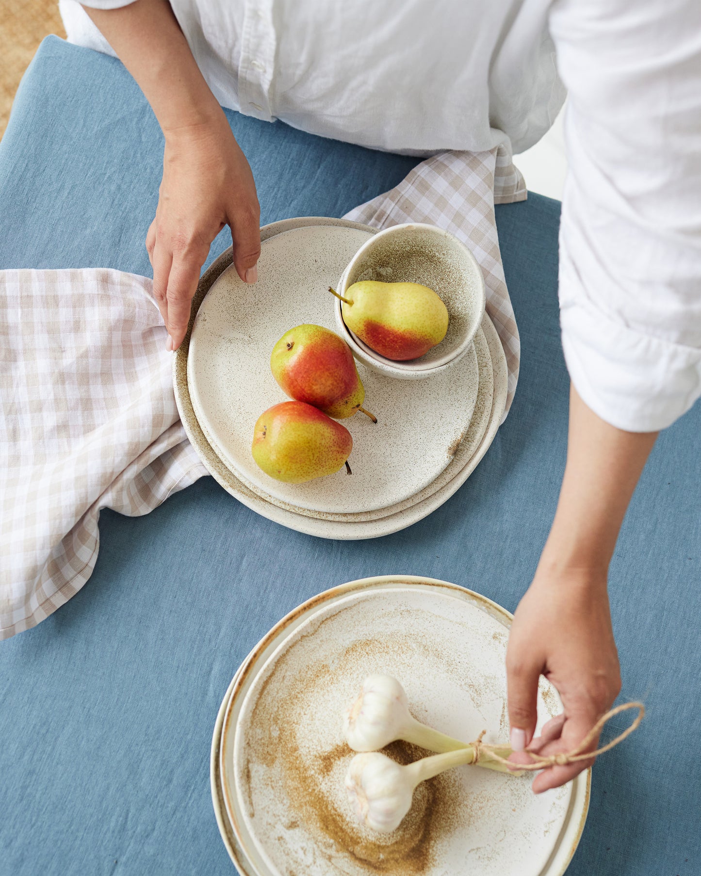 Gray Blue Linen tablecloth