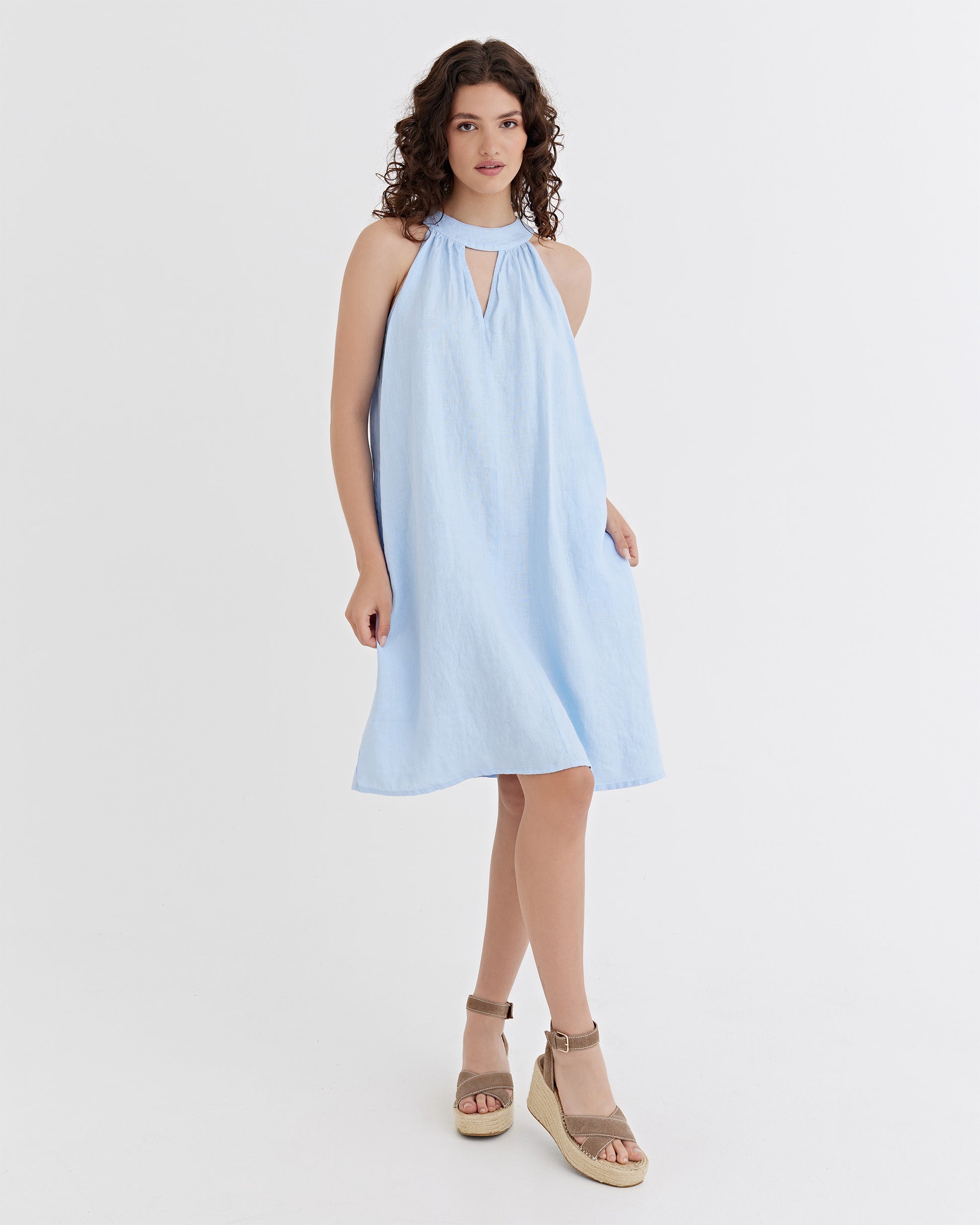 Halter Linen Dress PALAU in Vivid blue | MagicLinen M Halter Linen Dress PALAU in Vivid blue | MagicLinen M