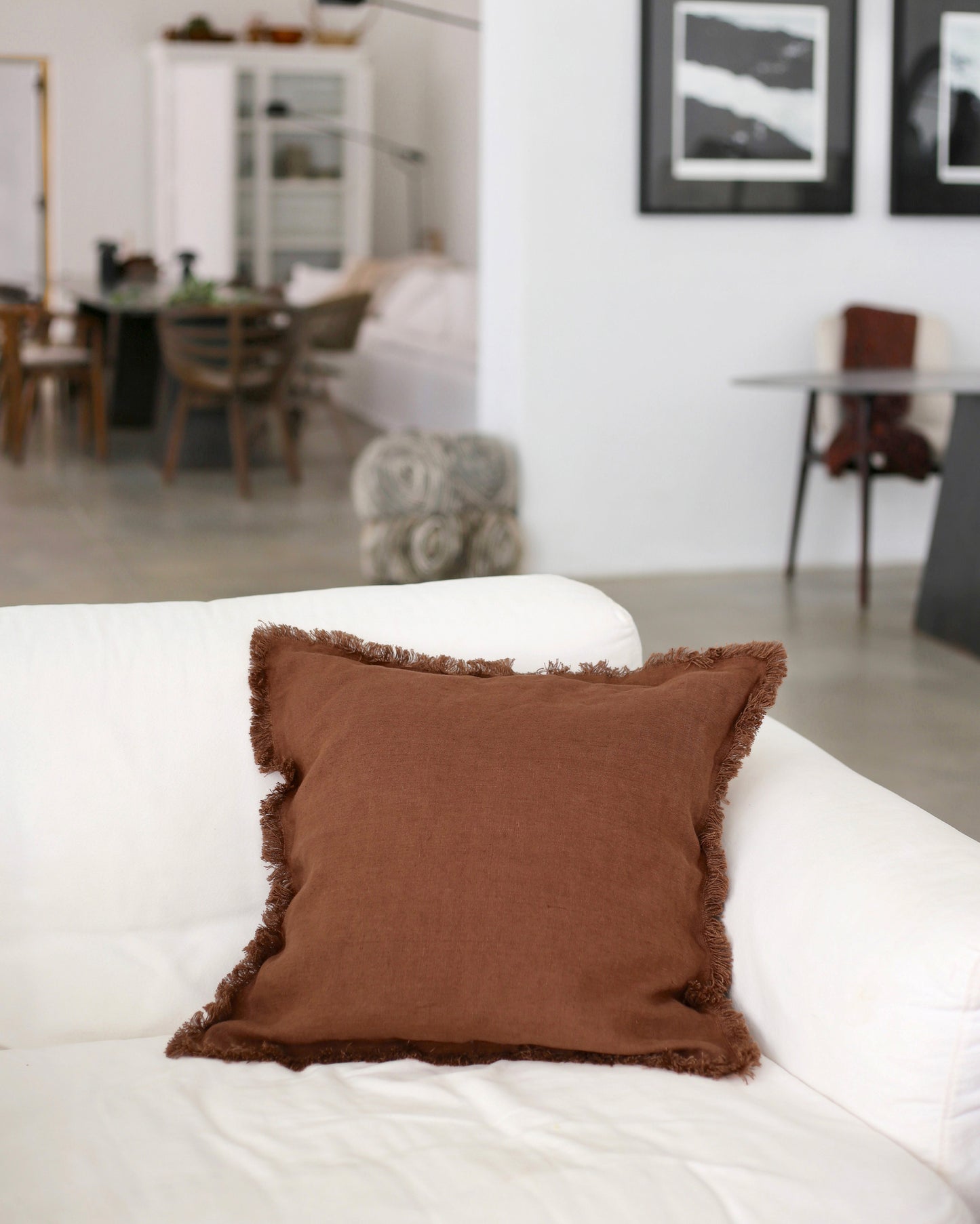 Heavyweight deco pillow cover in Chocolate brown | MagicLinen