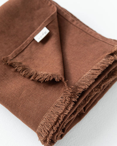 Heavyweight linen throw blanket in Chocolate brown | MagicLinen