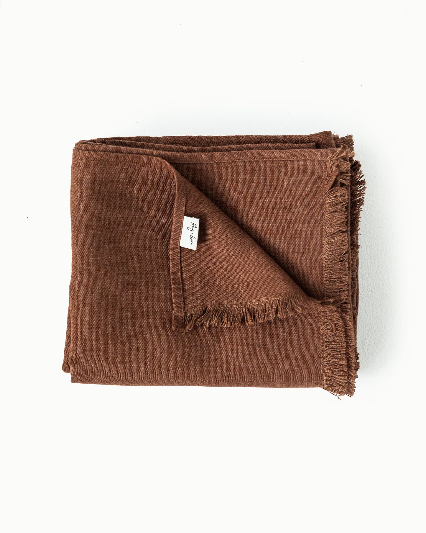 Heavyweight linen throw blanket in  Chocolate brown | MagicLinen