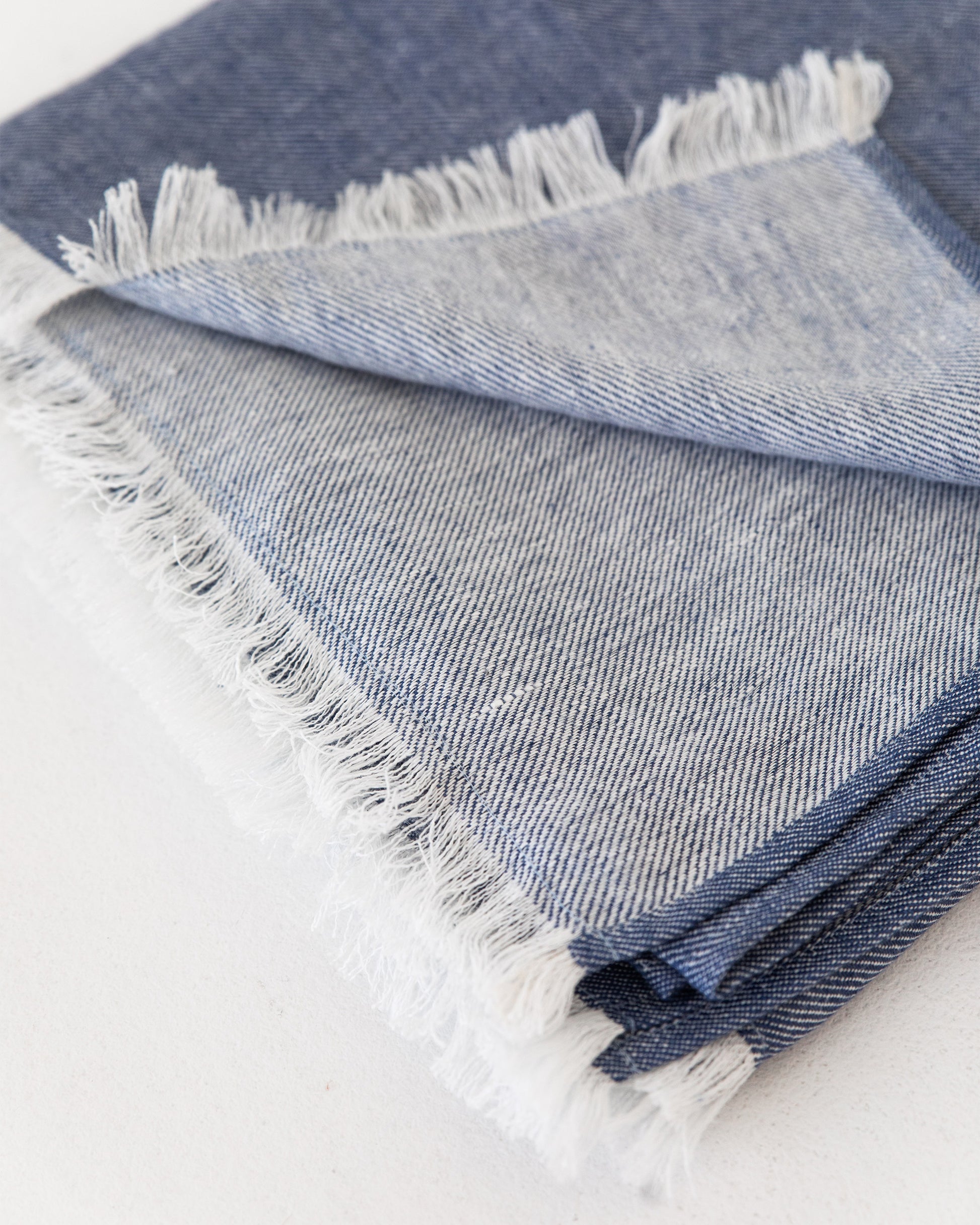 Heavyweight linen throw blanket in Denim | MagicLinen