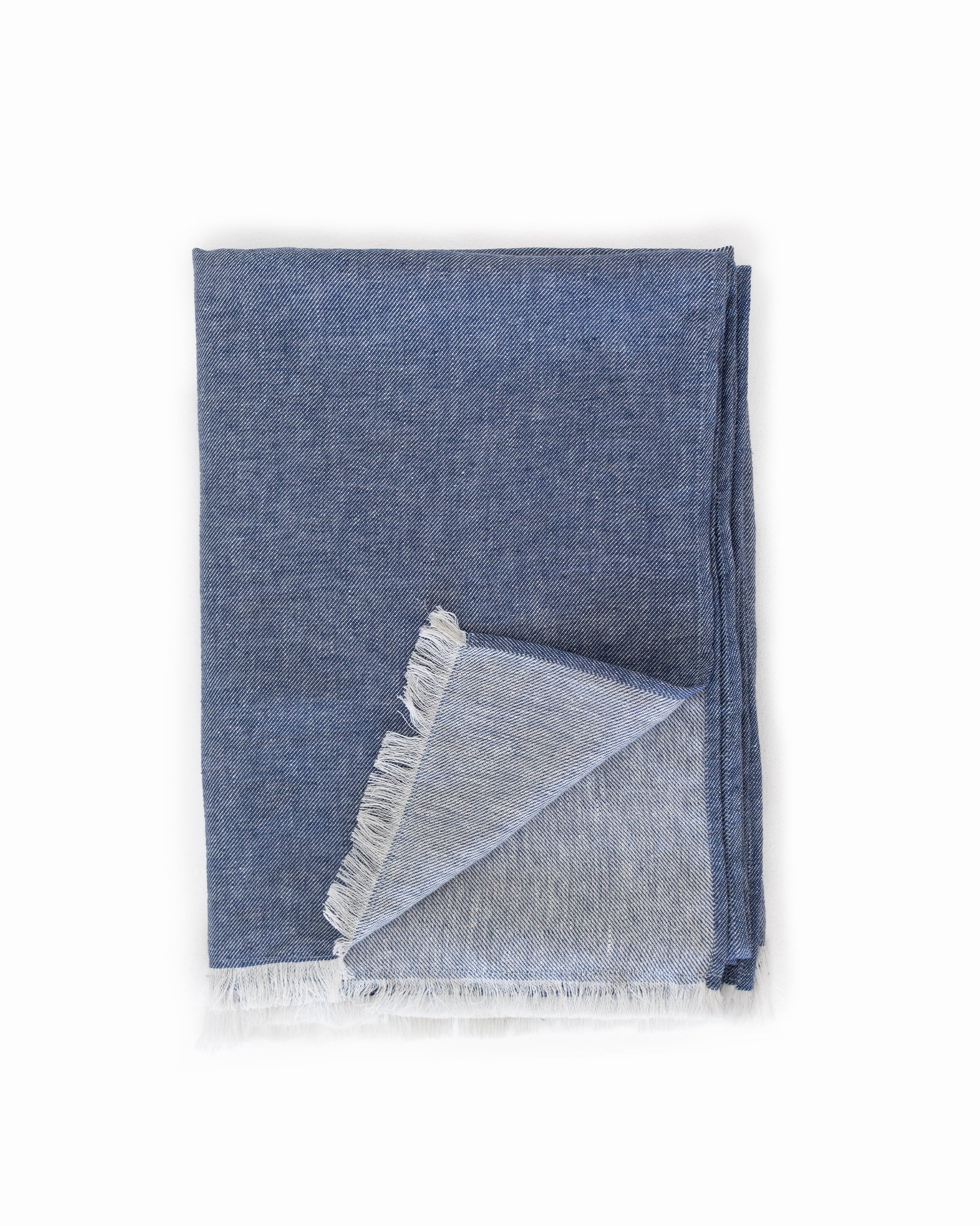 Heavyweight linen throw blanket in Denim | MagicLinen