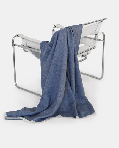 Heavyweight linen throw blanket in Denim | MagicLinen