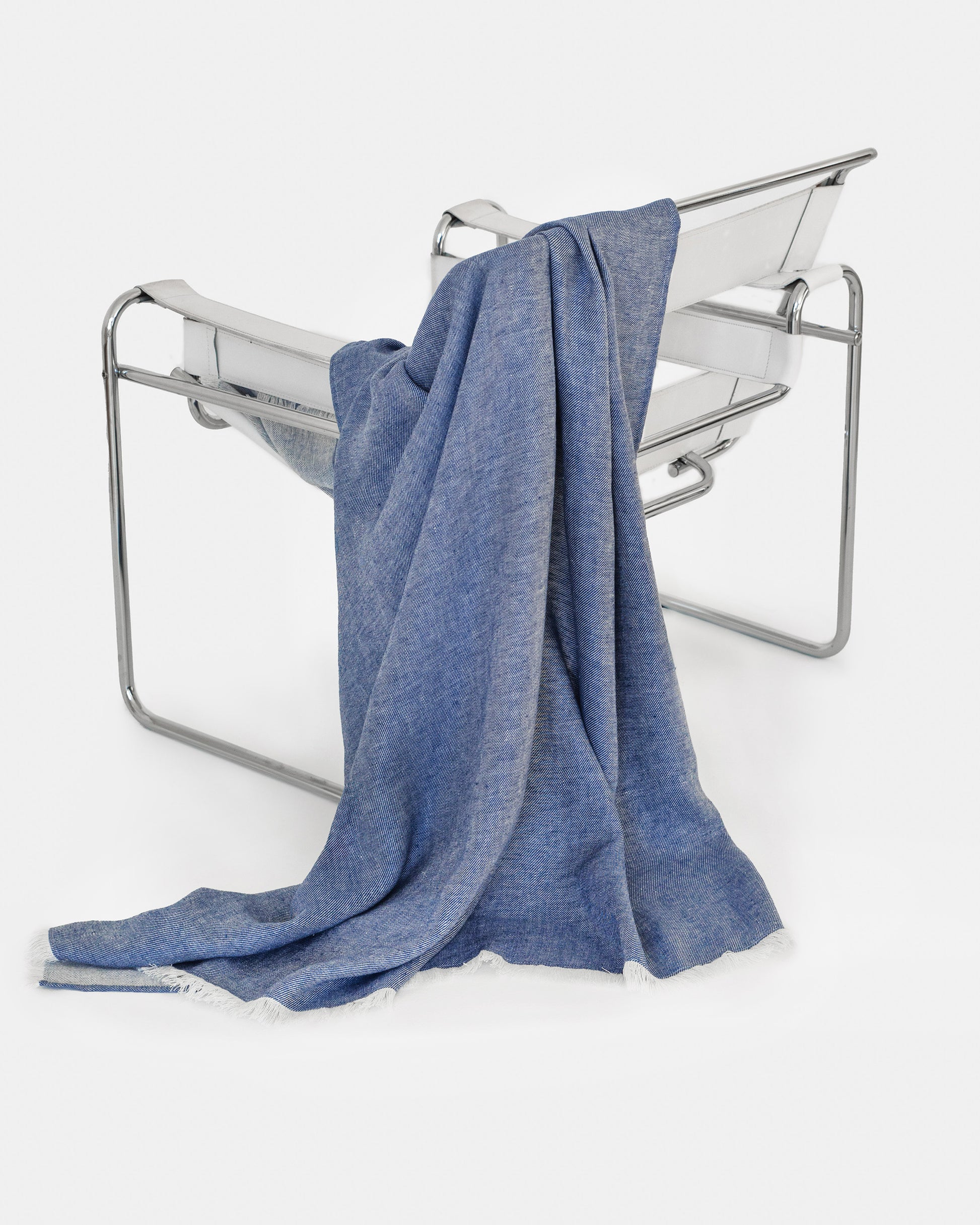 Heavyweight linen throw blanket in Denim | MagicLinen