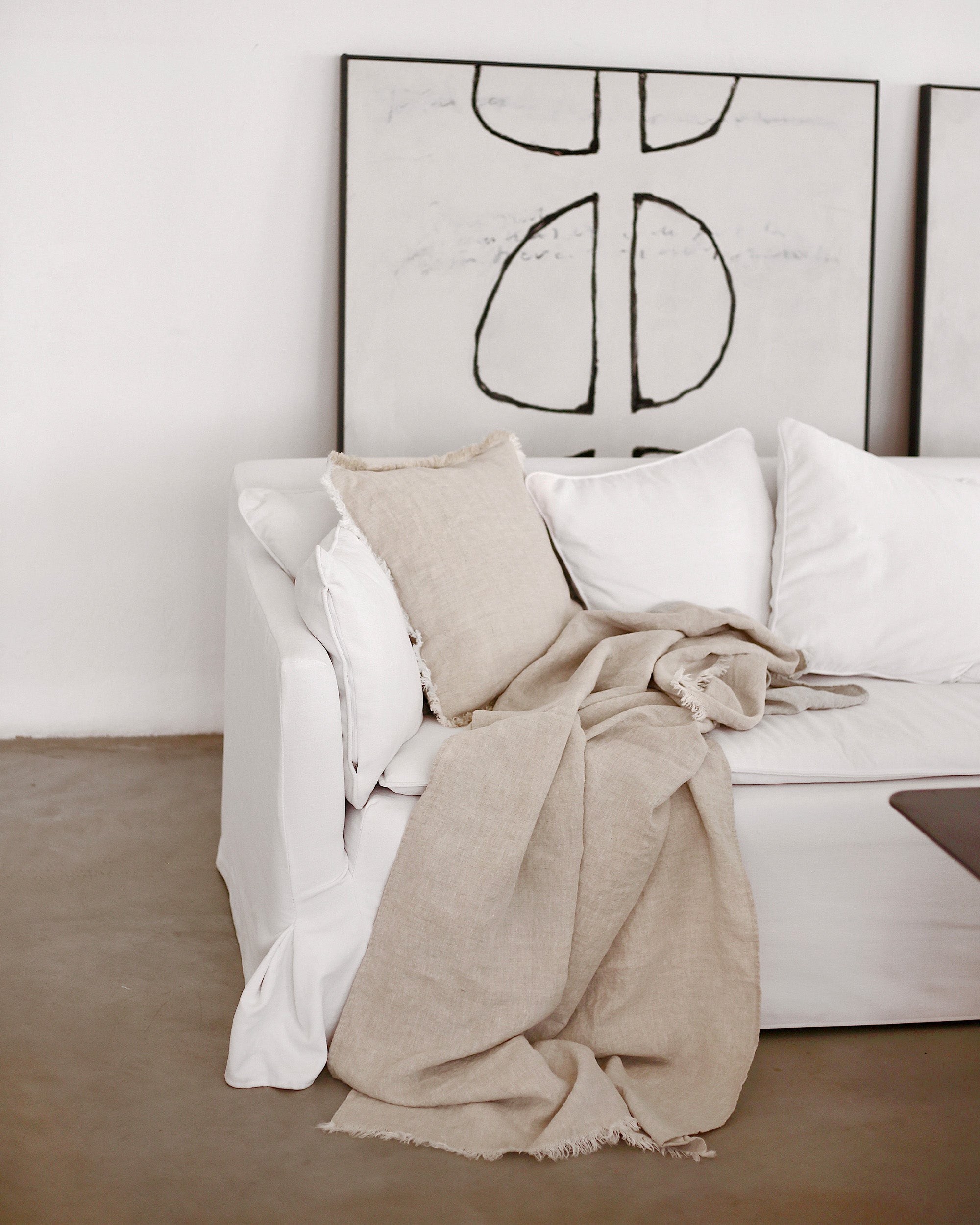 Heavyweight linen throw blanket in Natural melange MagicLinen