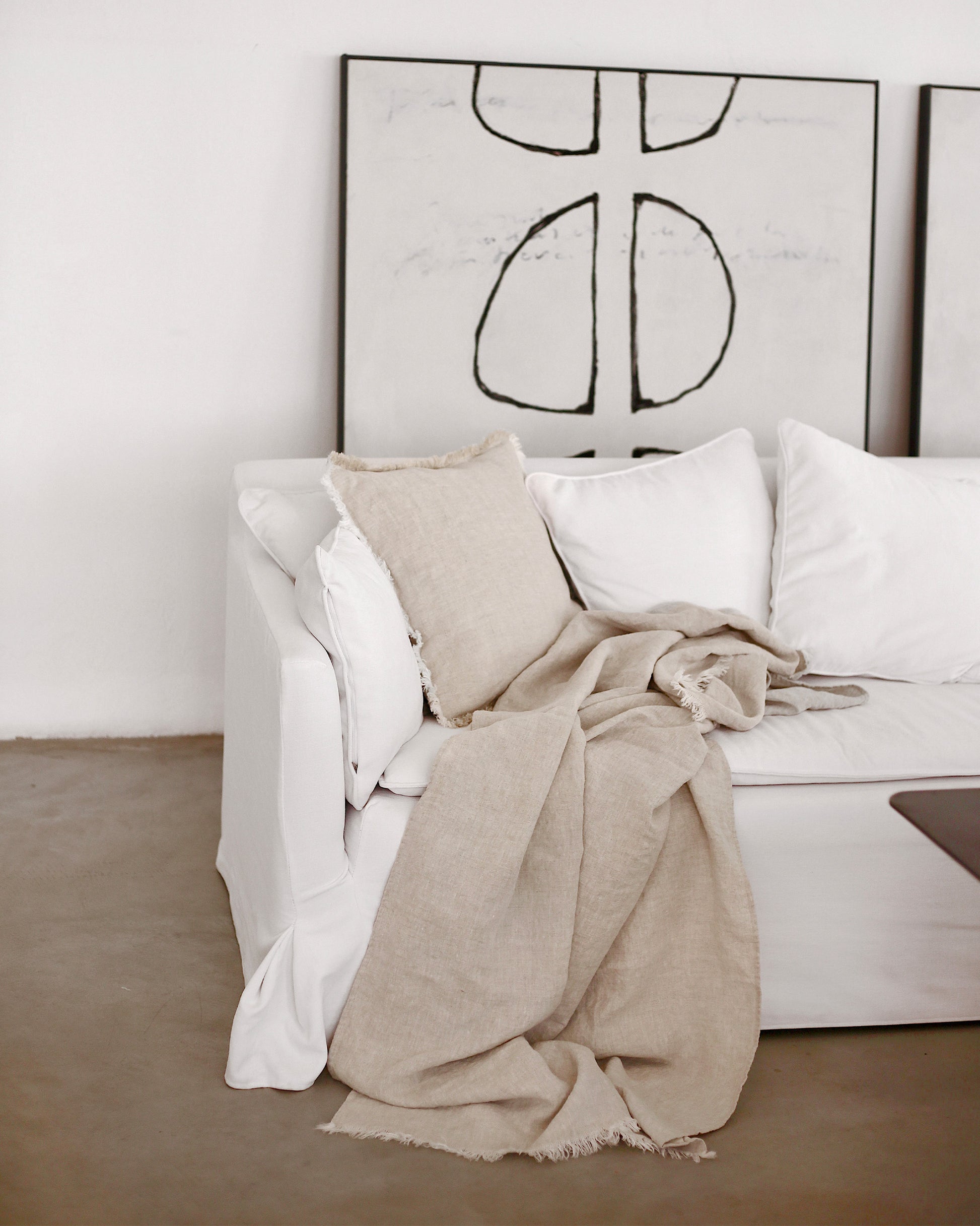 Heavyweight linen throw blanket in Natural melange | MagicLinen