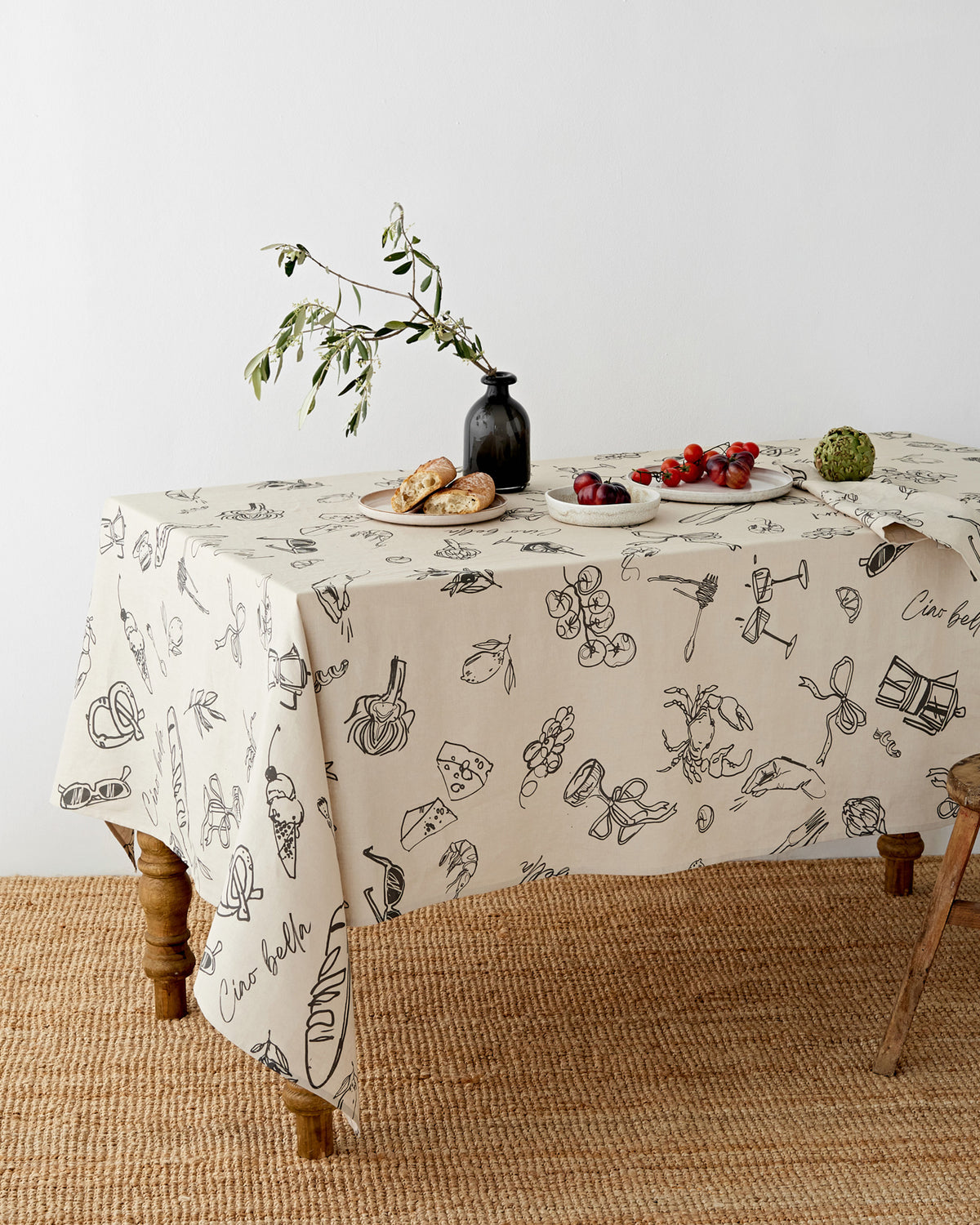 Italian summer print linen tablecloth