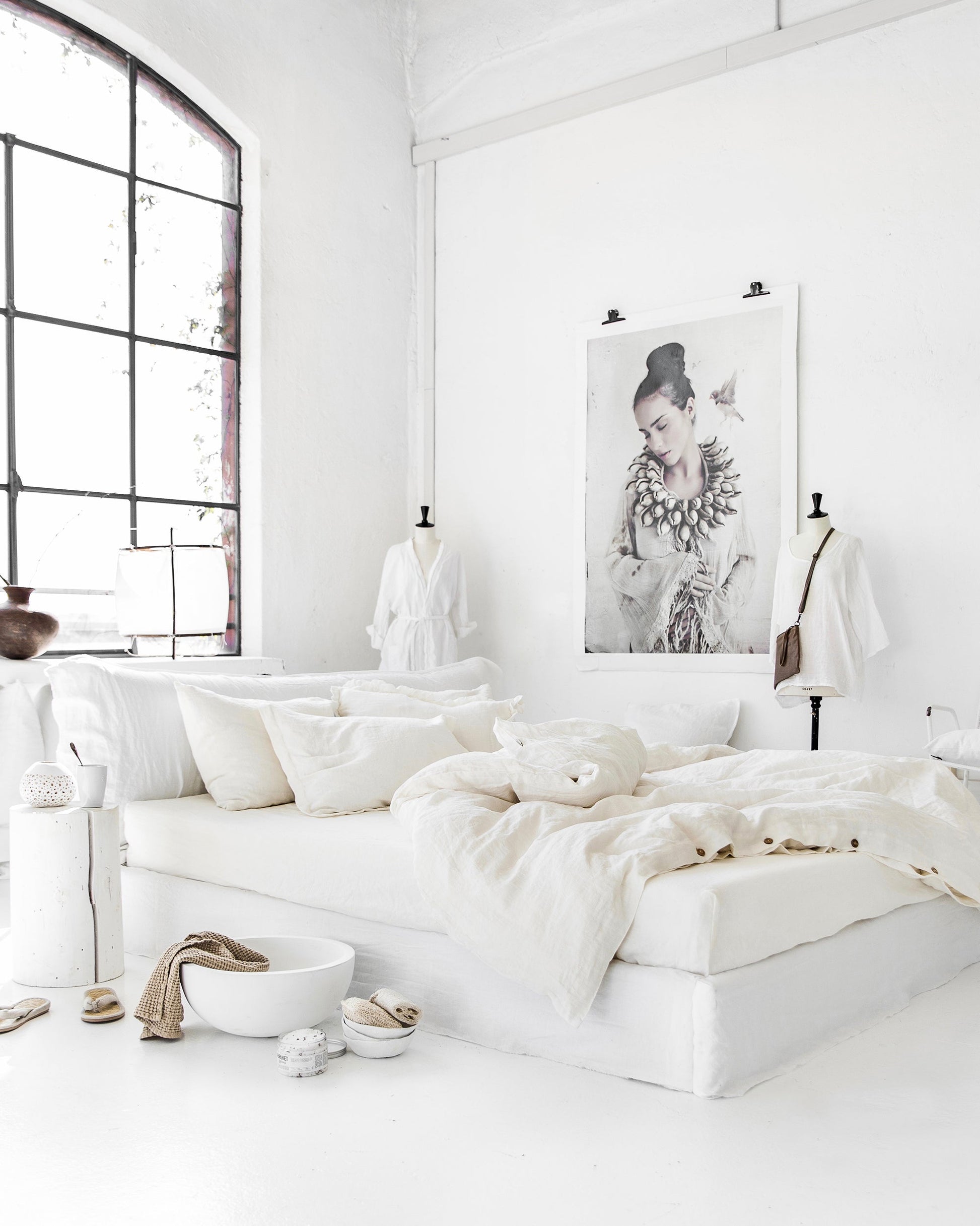 Ivory linen fitted sheet - MagicLinen