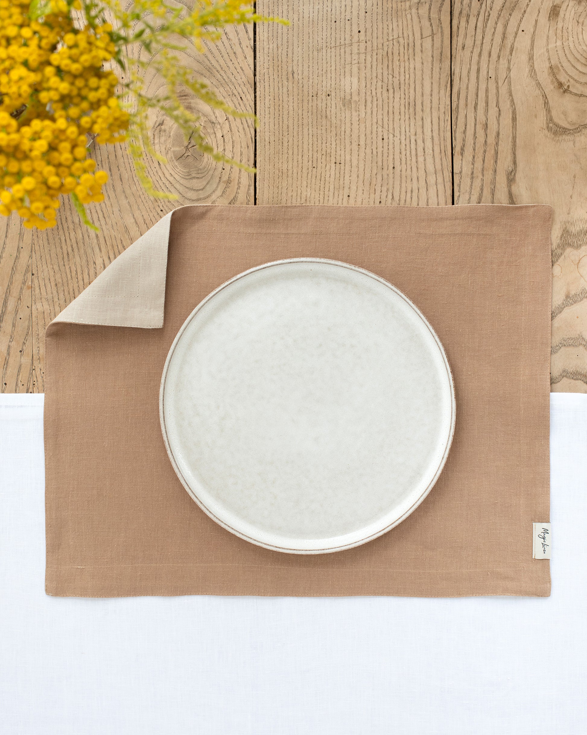 Double layer linen placemat set of 2 in Latte - MagicLinen