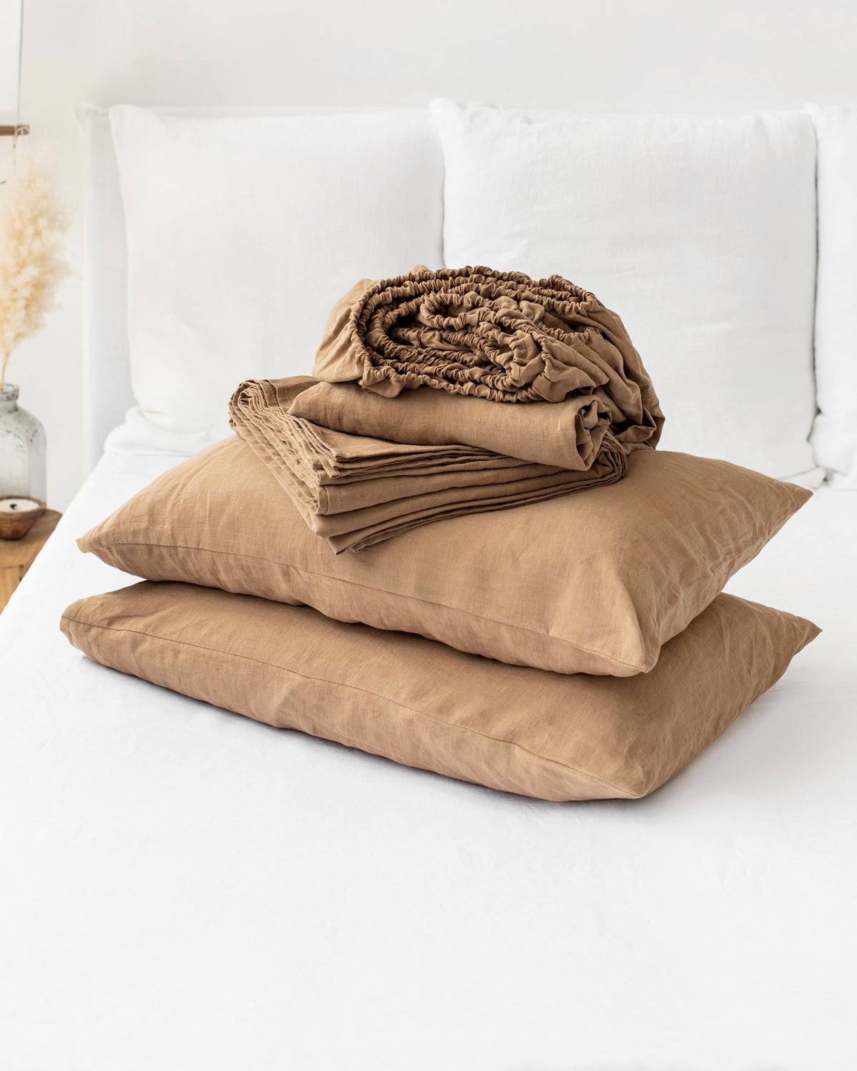 Latte linen sheet set