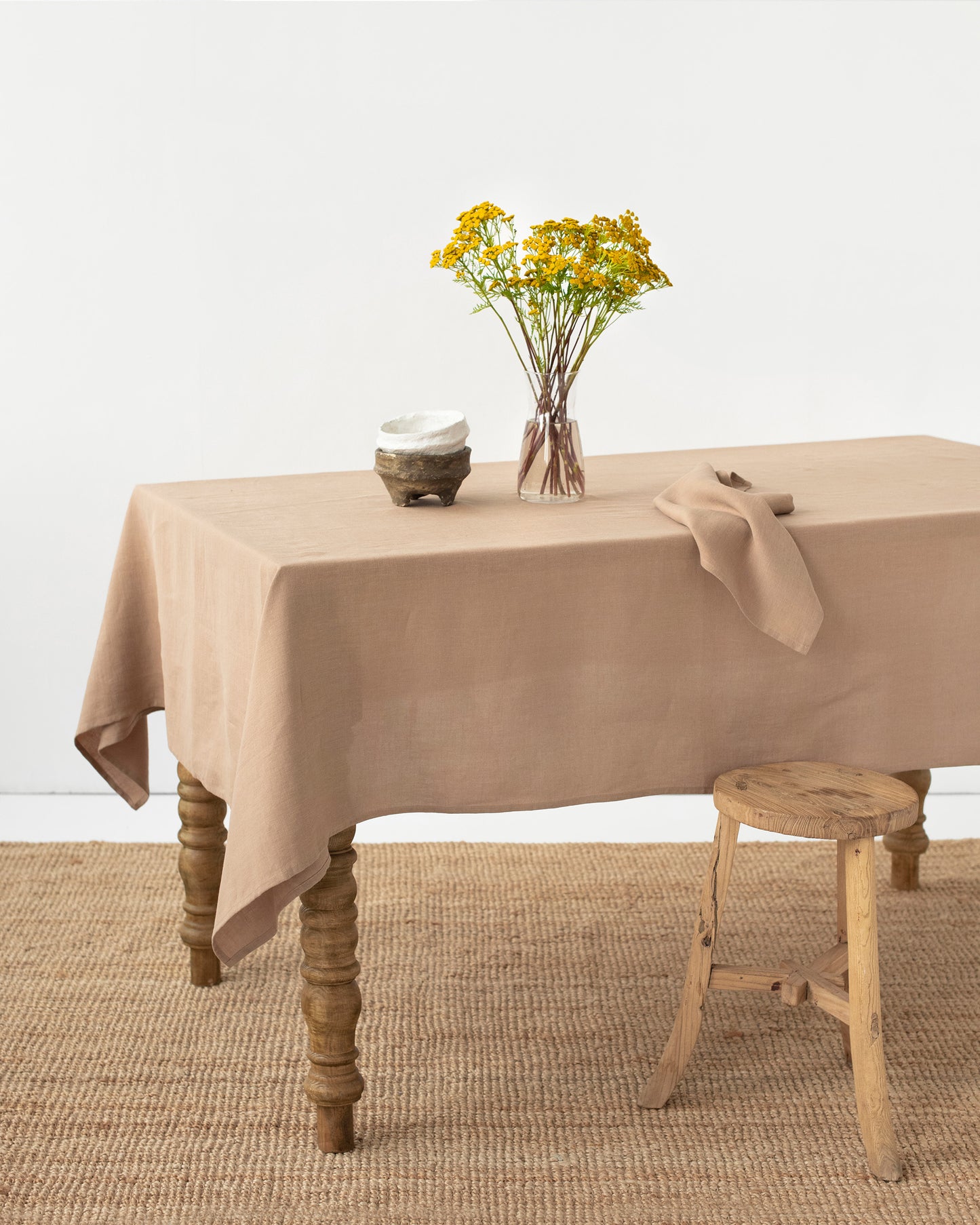 Custom size (inch) linen tablecloth in Latte