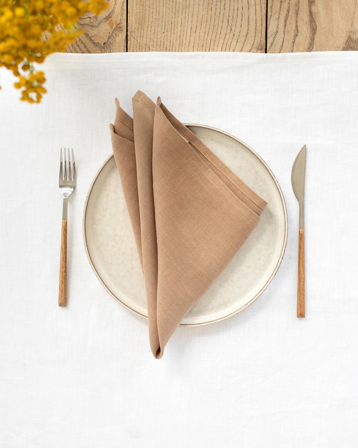 Latte linen napkin set of 2