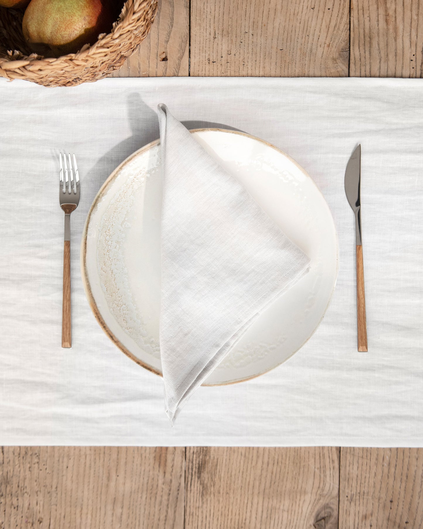 Hellgraues Leinenservietten-Set mit 2 Stück