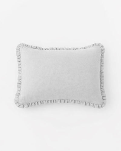 Ruffle trim linen pillowcase in Light gray