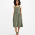 MagicLinen Mist green Linen Apron Dress MIRISSA, 100% European flax linen 160 gsm plain weave  modelBoxOn