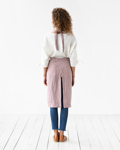 Linen bib apron in Woodrose | MagicLinen