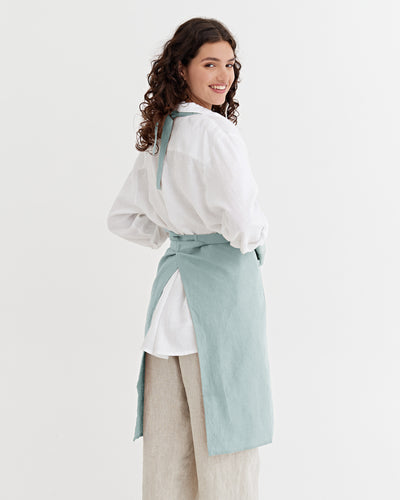 Linen bib apron in Dusty blue