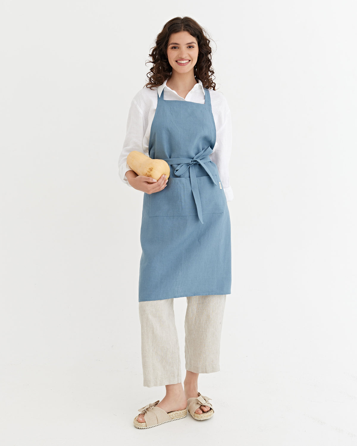 Linen bib apron Gray