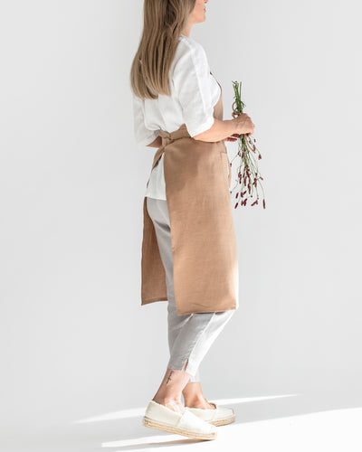 Linen bib apron in Latte - MagicLinen