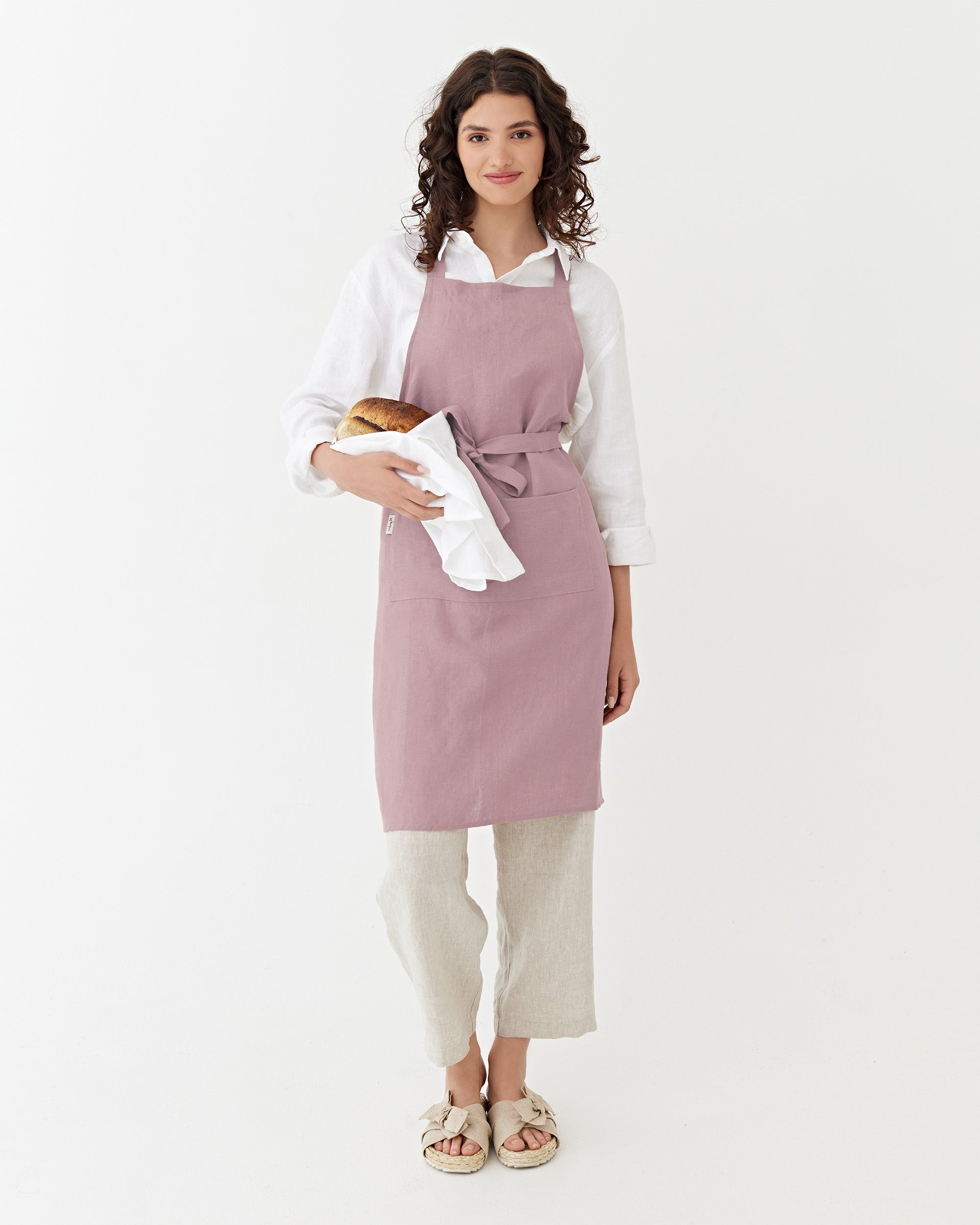 Linen bib apron Woodrose