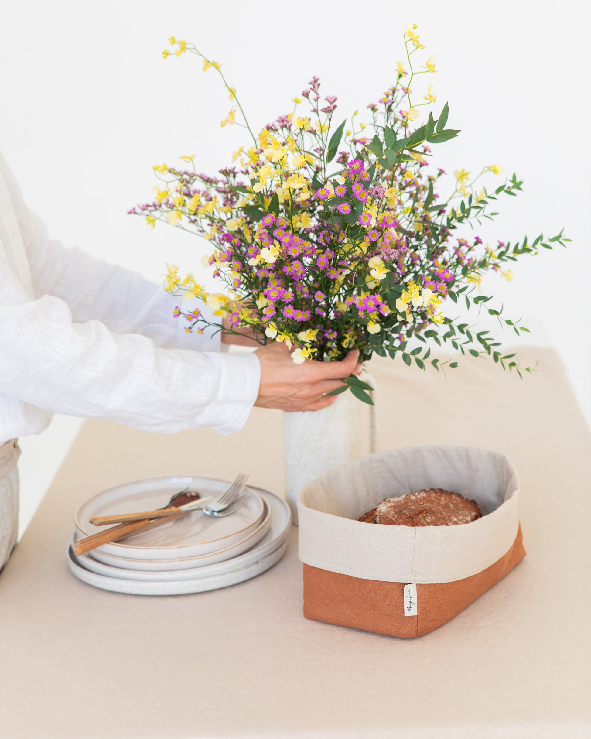 Linen bread basket in Cinnamon | MagicLinen