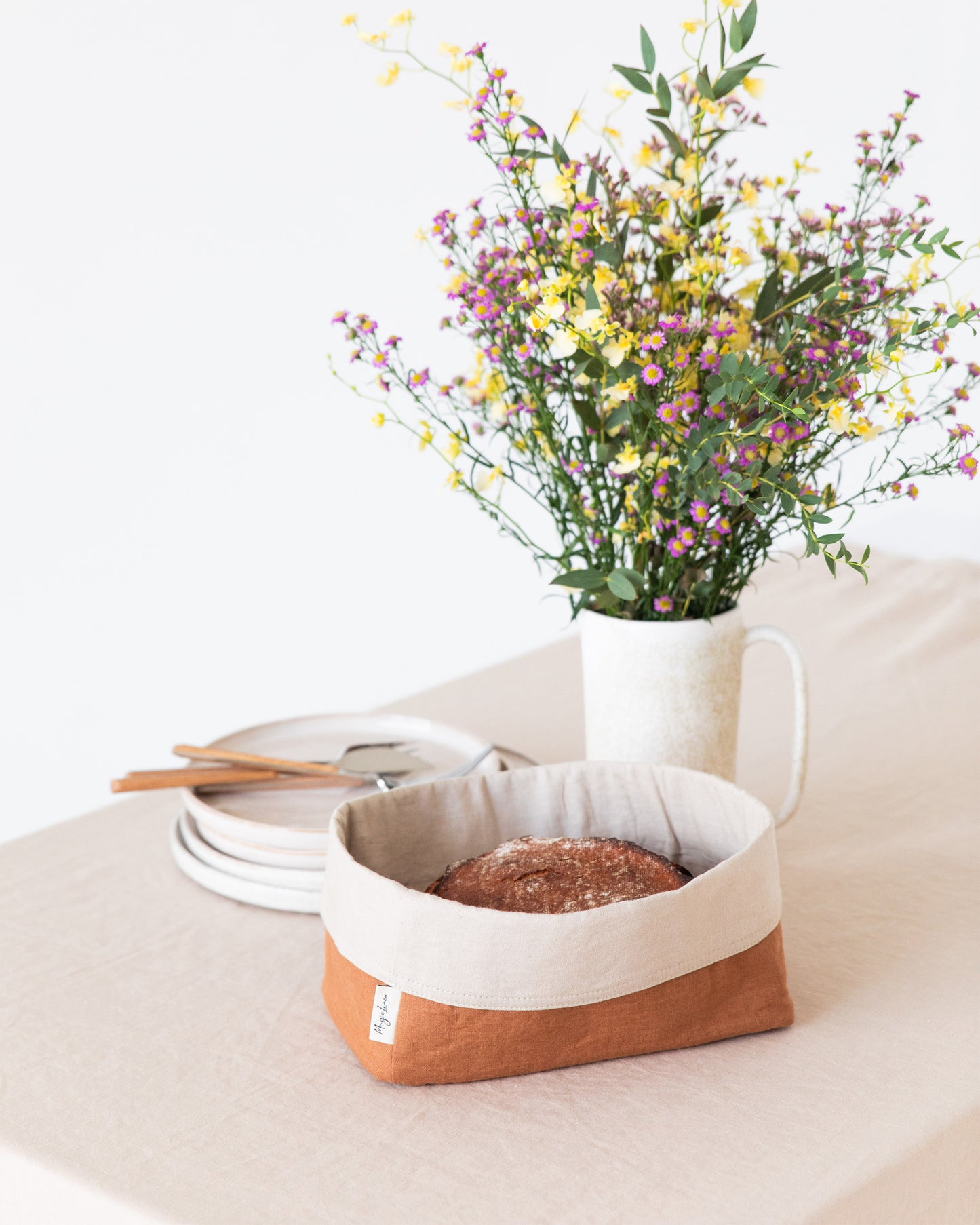 Linen bread basket in Cinnamon | MagicLinen