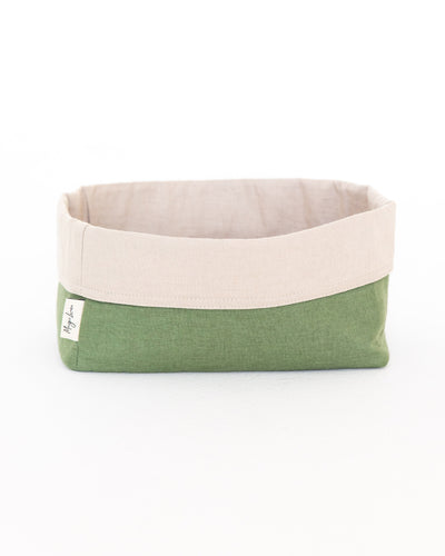 Linen bread basket in Forest green | MagicLinen