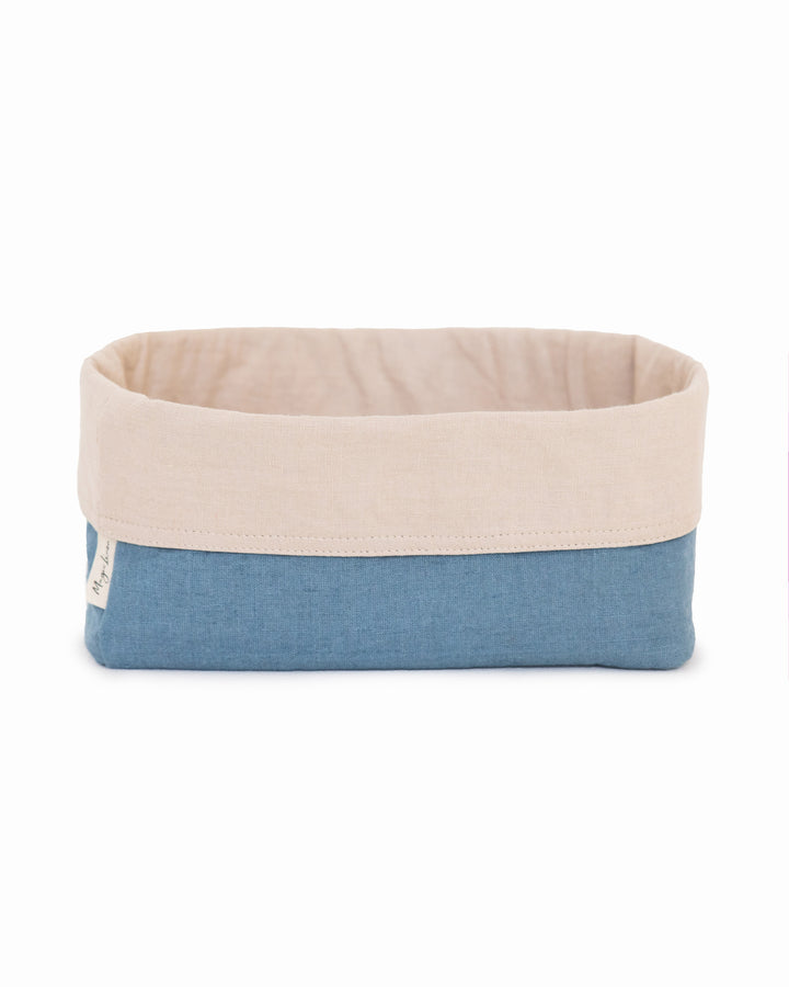 Linen bread basket in Gray blue | MagicLinen