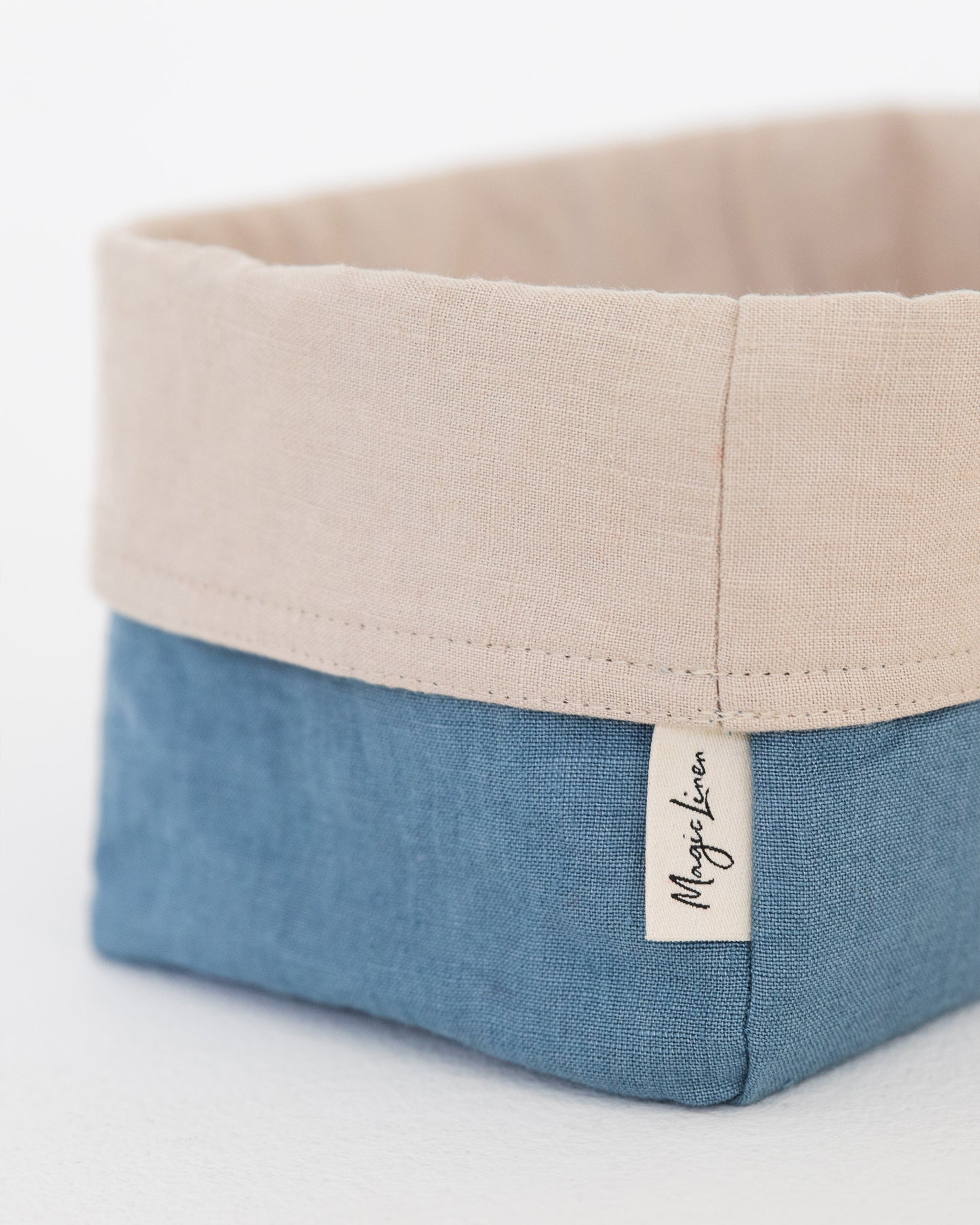 Linen bread basket in Gray blue | MagicLinen