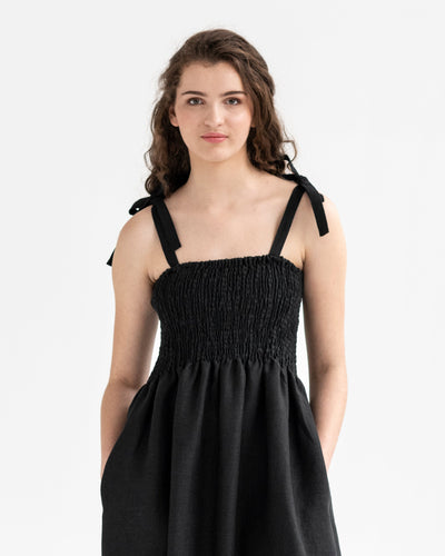 Linen dress AVILLA in black - MagicLinen
